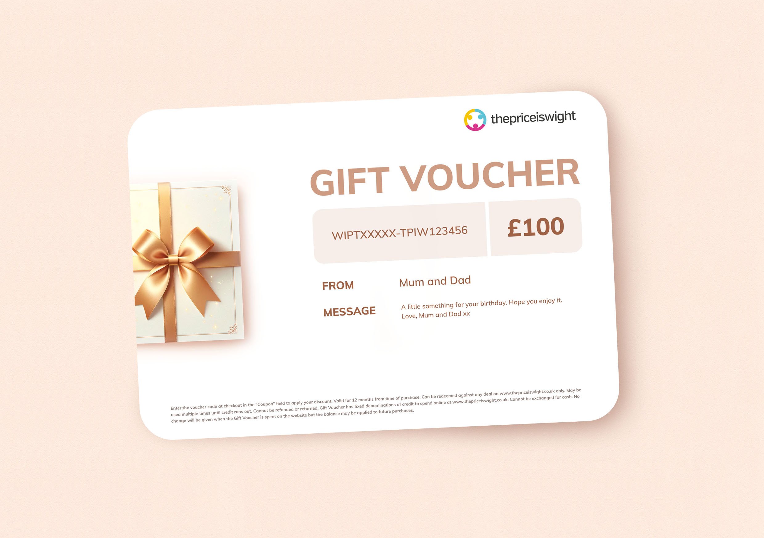 The Price Is Wight Gift Voucher the perfect gift from only £10.00